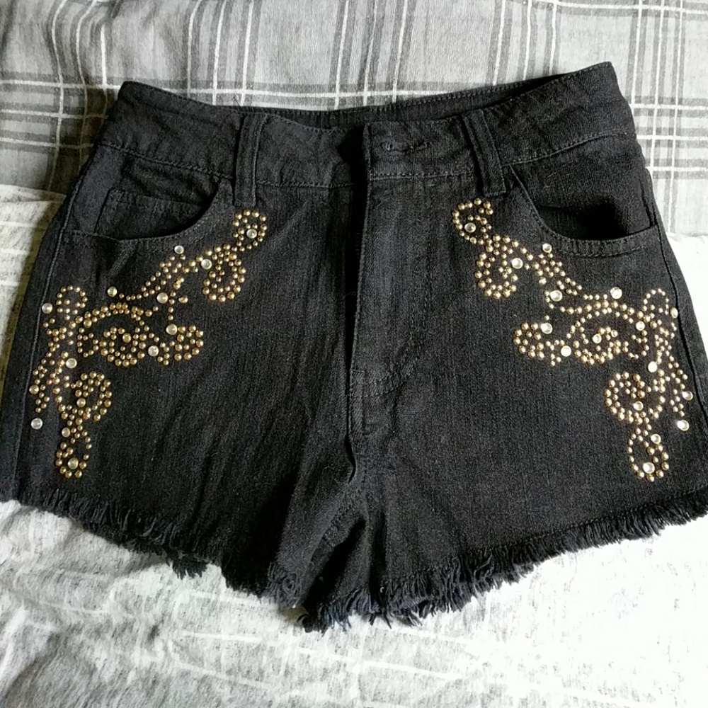 Black jean shorts
